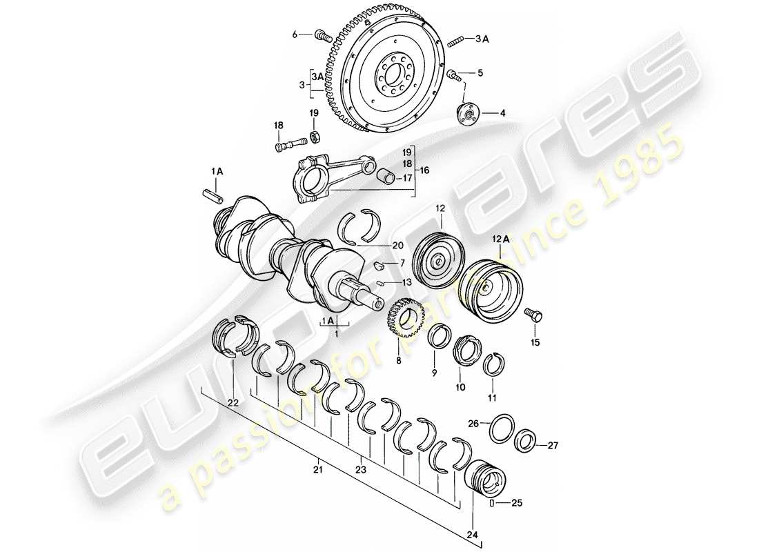 porsche 1984 (911) cigüeñal diagrama de piezas