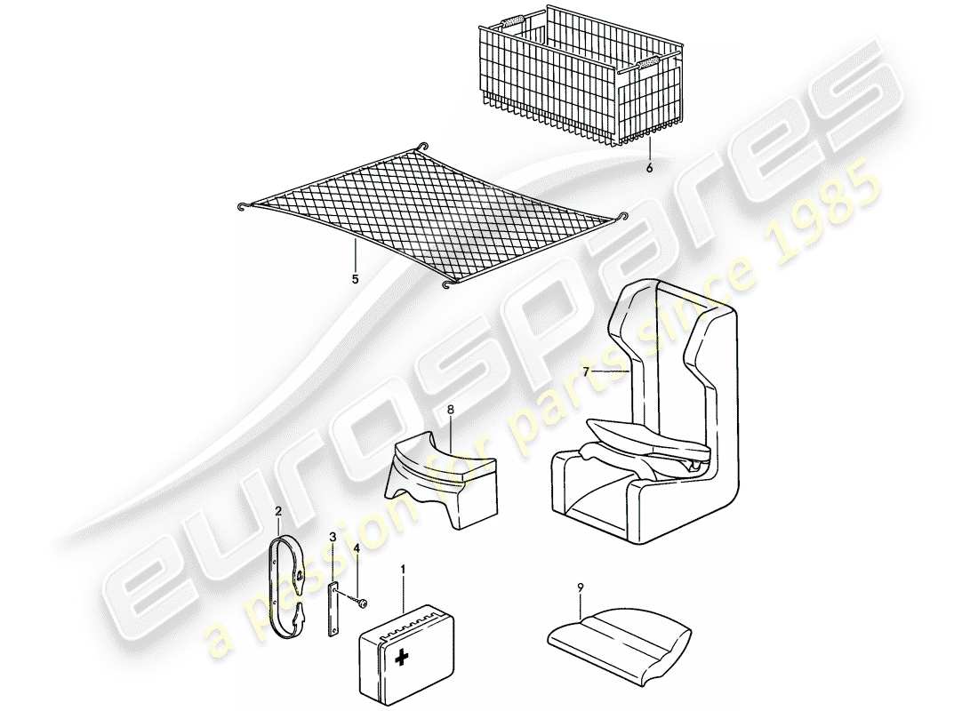 porsche 1984 (944) accesorios diagrama de piezas
