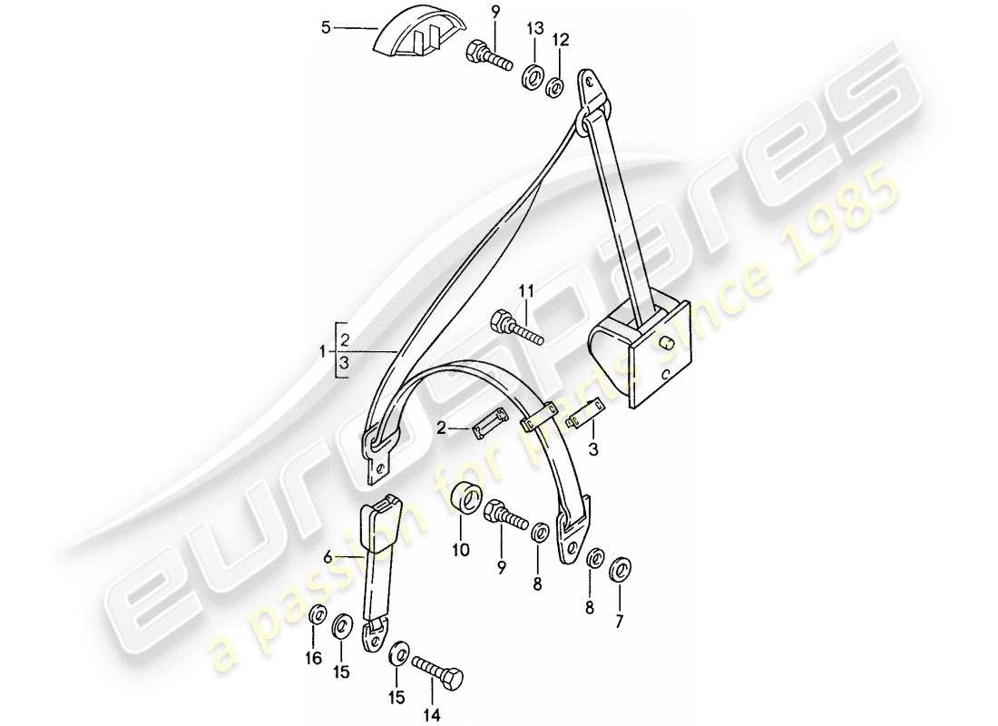 porsche 1990 (944) cinturón de seguridad diagrama de piezas