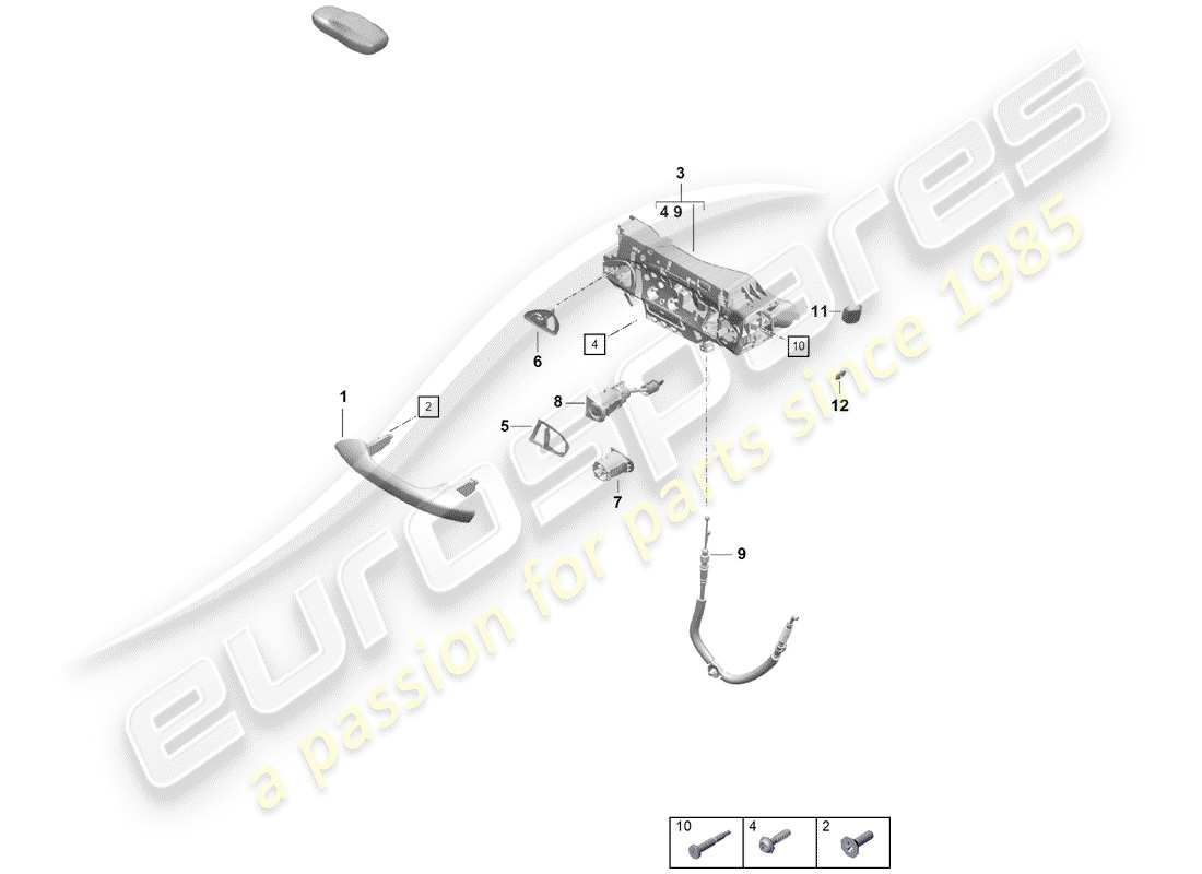 porsche 2020 (718 boxster spyder) manija de puerta exterior diagrama de piezas