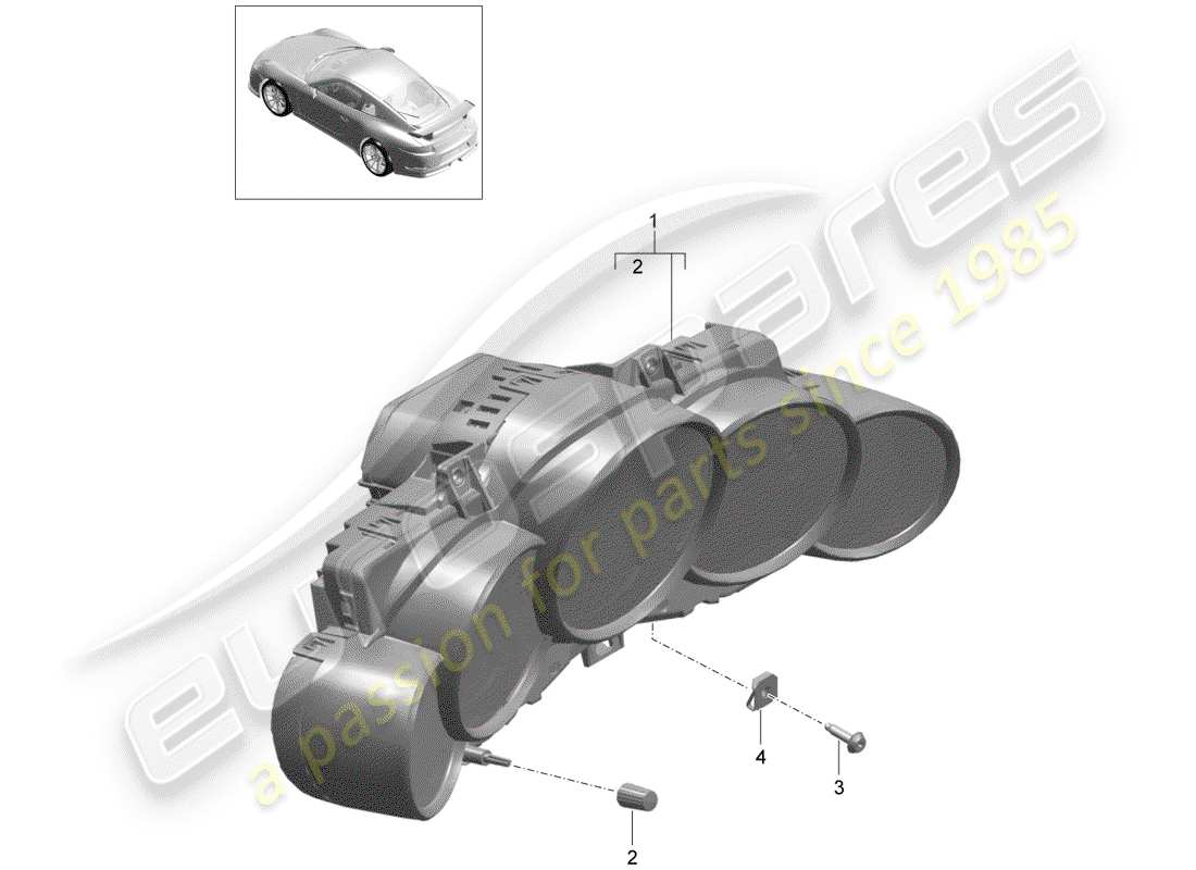 porsche 2017 (991-2 r/gt3/rs) diagrama de piezas del grupo de instrumentos