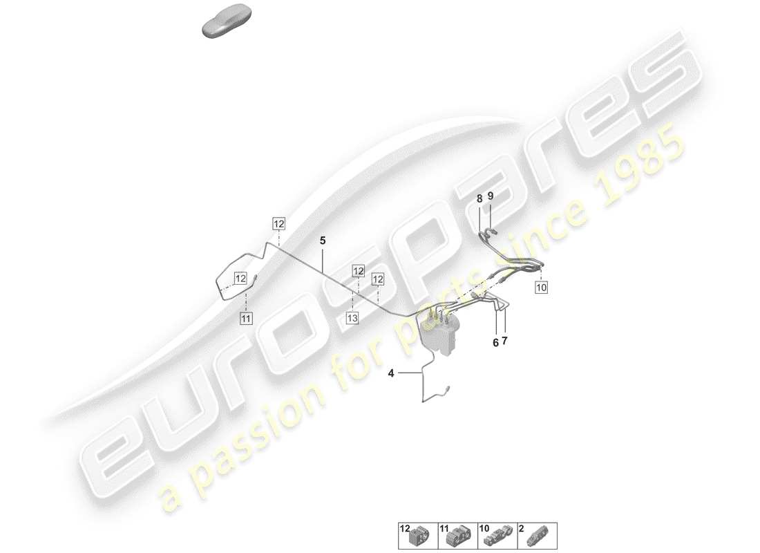 porsche 2020 (992-1) diagrama de piezas de la línea de freno
