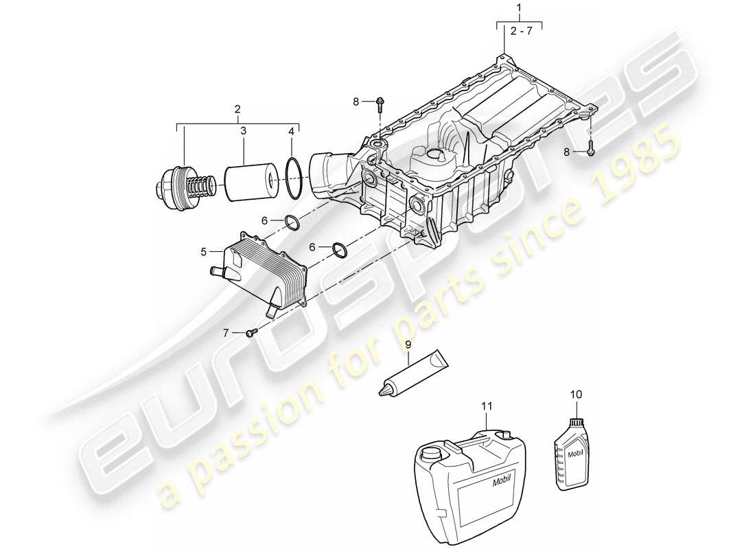 porsche 2010 (cayenne e1 9pa) oil-conducting housing diagrama de piezas