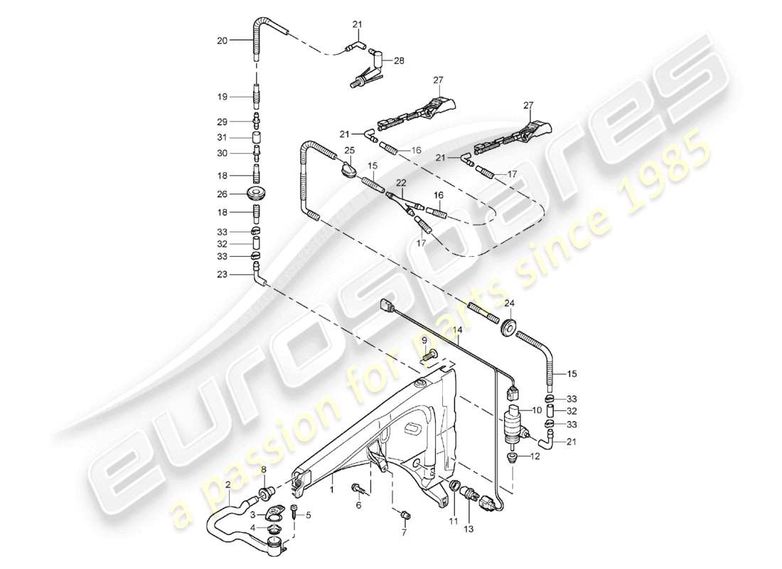 porsche 2003 (cayenne e1 9pa) sistema arandela diagrama de piezas
