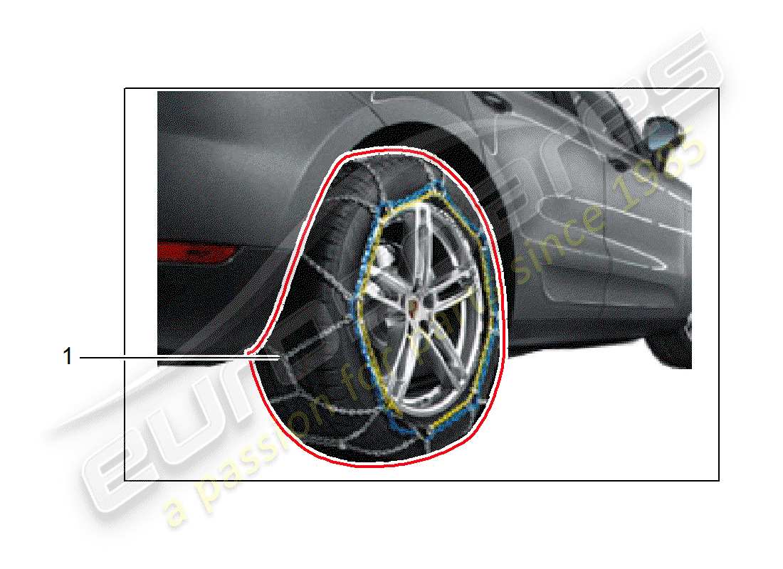 porsche 2016 (tequipment macan) diagrama de piezas de cadenas para nieve