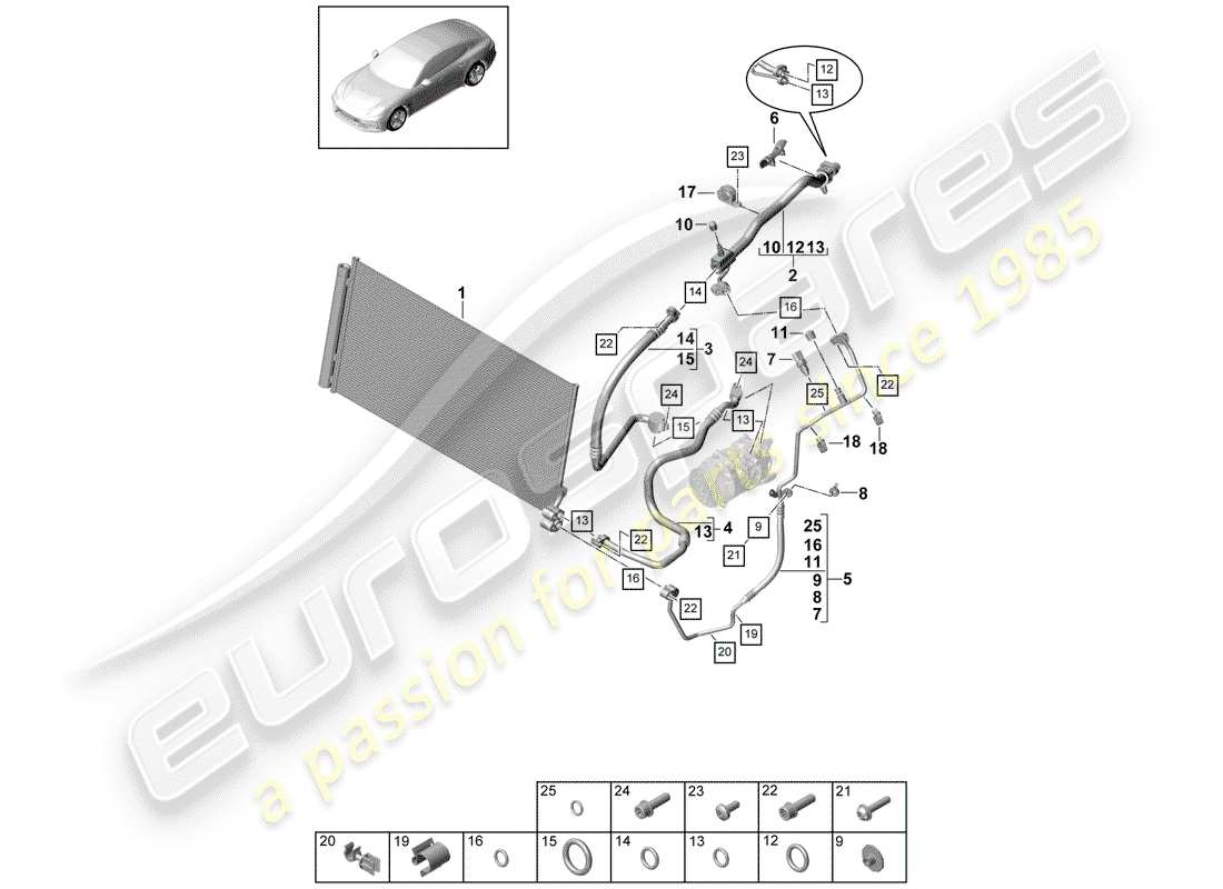 porsche 2017 (panamera 971-1) diagrama de piezas del circuito refrigerante