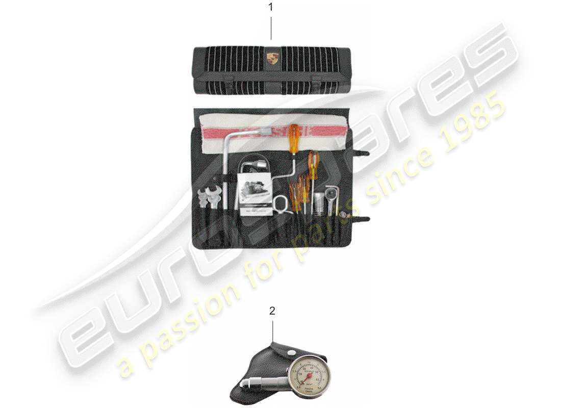 porsche 1985 (911) bolsa de herramientas diagrama de piezas