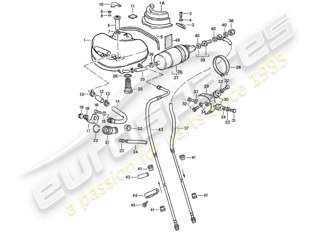 porsche 1985 (911) fuel system diagrama de piezas