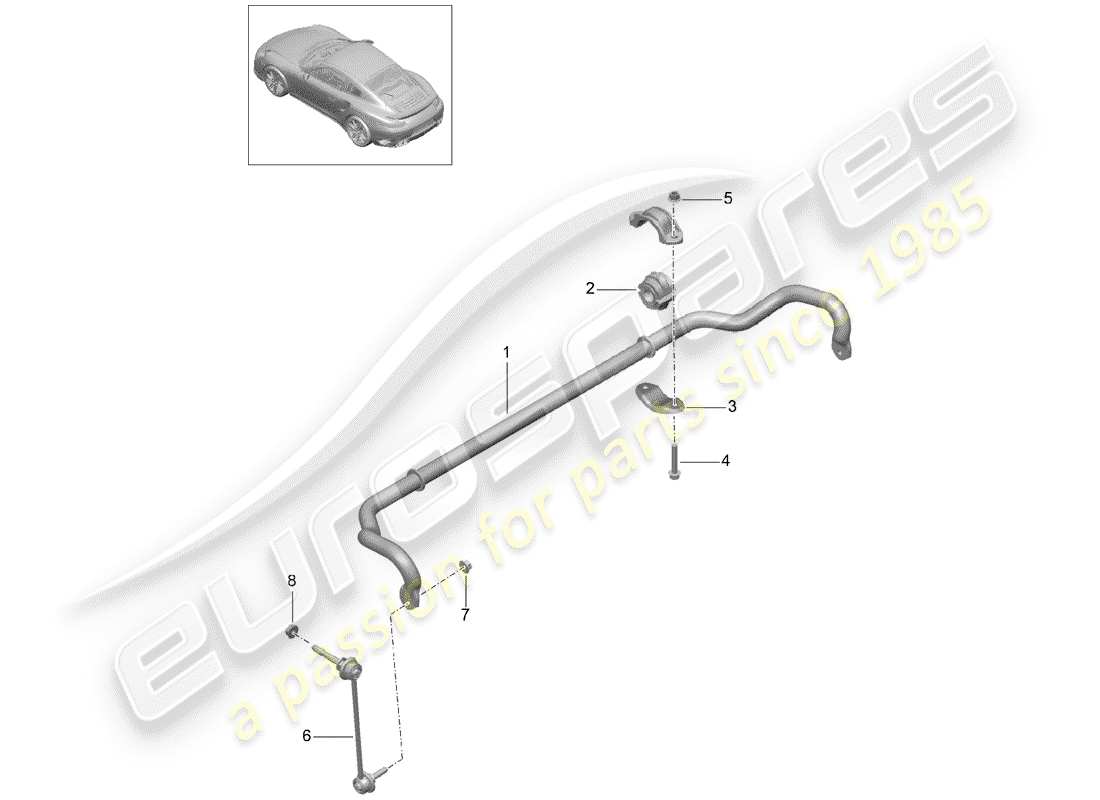porsche 2015 (991-1 turbo) estabilizador diagrama de piezas