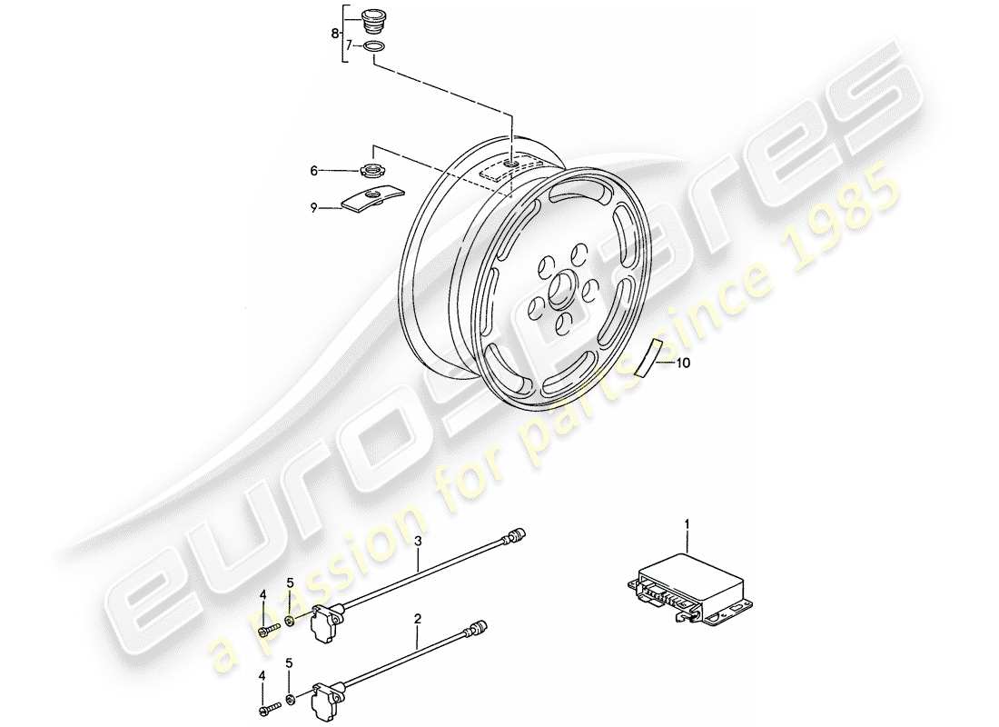 porsche 1990 (928) sistema de control de presión de neumáticos - d - mj 1989>> diagrama de piezas