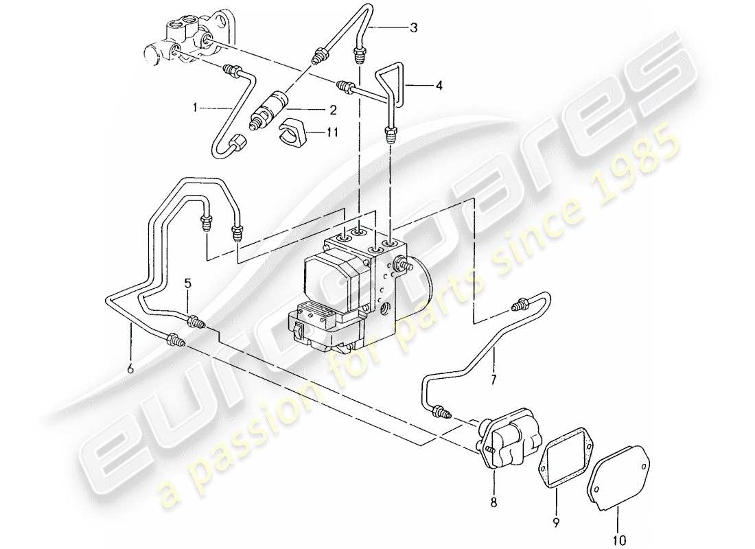 porsche 2004 (986 boxster) tubo de freno - extremo delantero diagrama de piezas