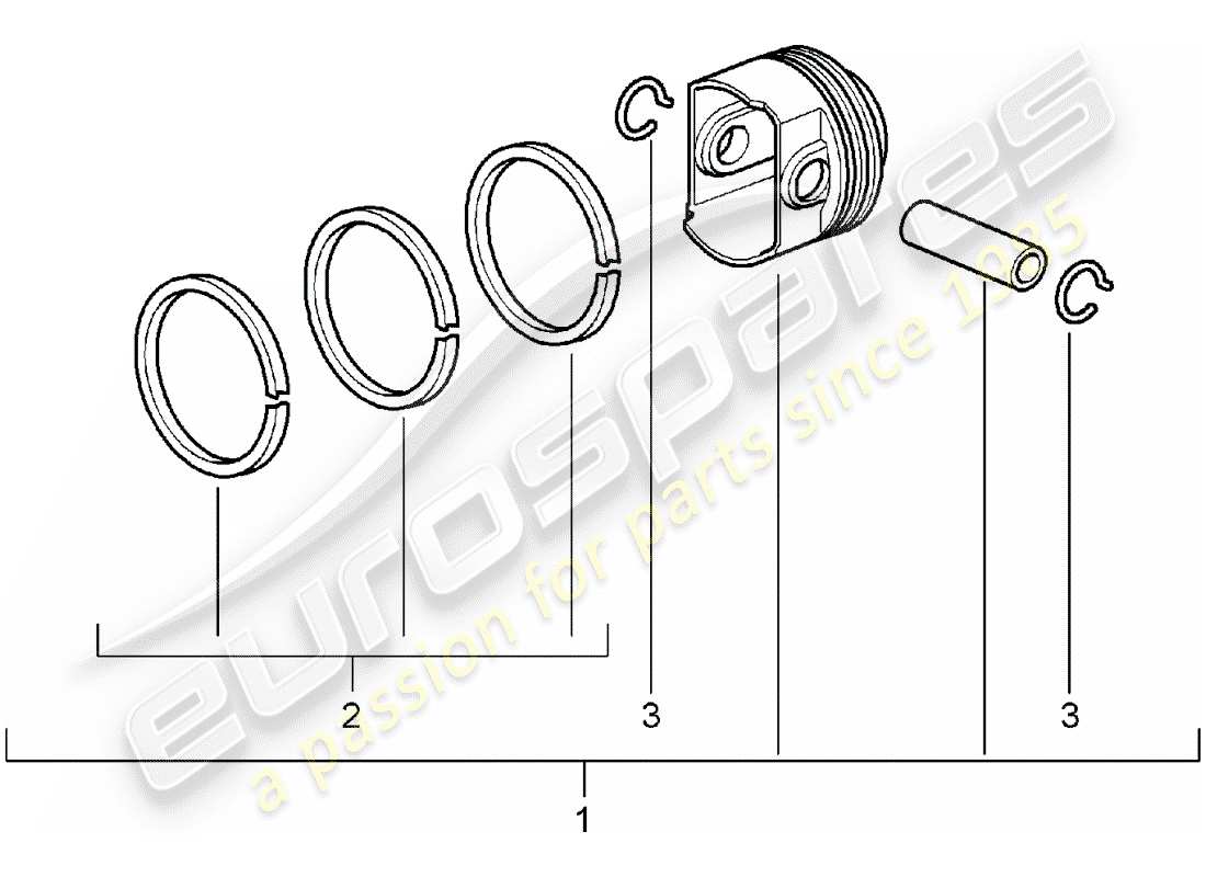 porsche 2008 (987 boxster) pistón diagrama de piezas