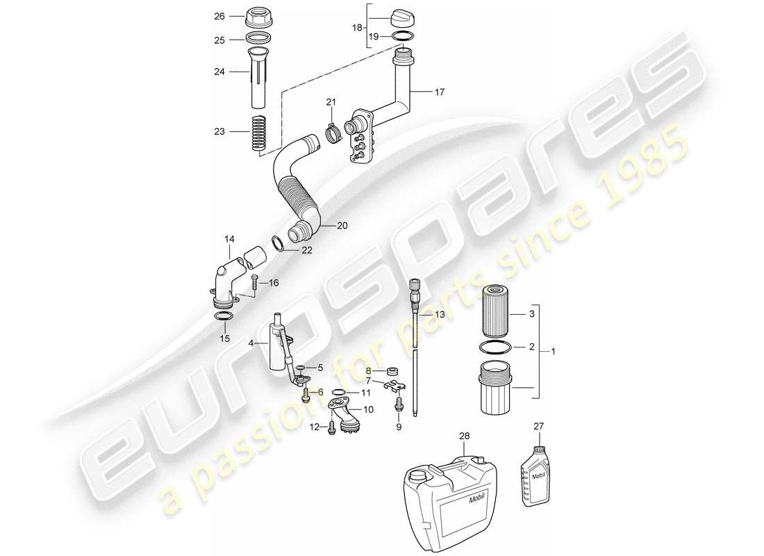 porsche 2006 (987 boxster) lubricación del motor diagrama de piezas