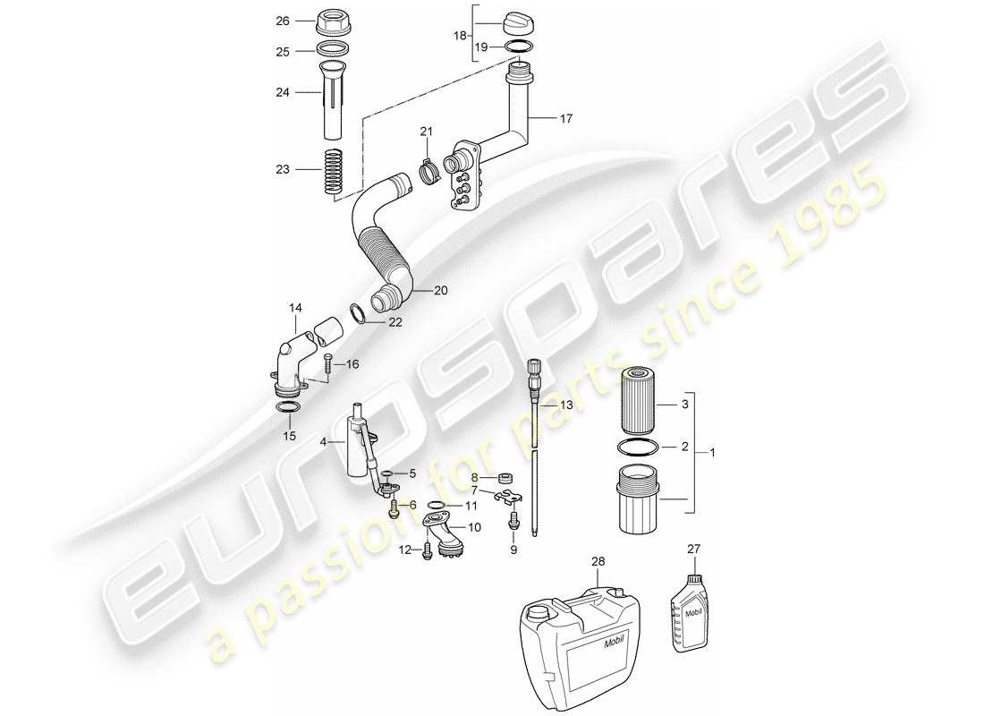 porsche boxster 987 (2006) lubricación del motor diagrama de piezas