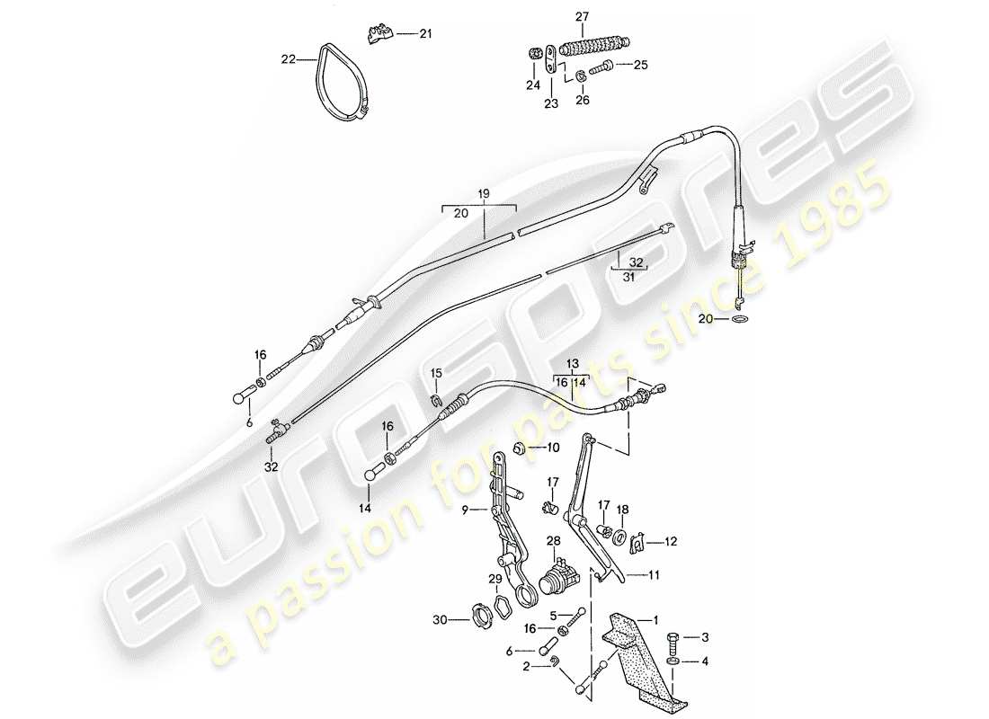 porsche 1989 (928) throttle control diagrama de piezas
