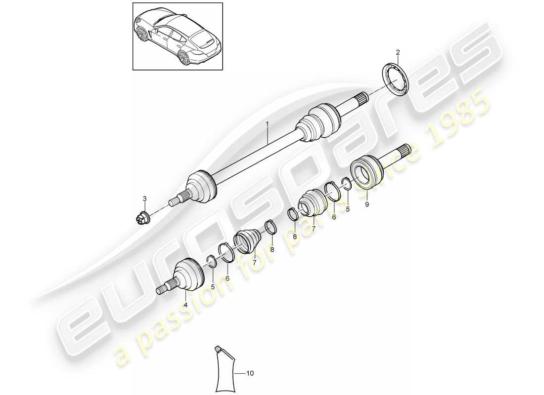 porsche 2016 (panamera 970) eje de accionamiento diagrama de piezas