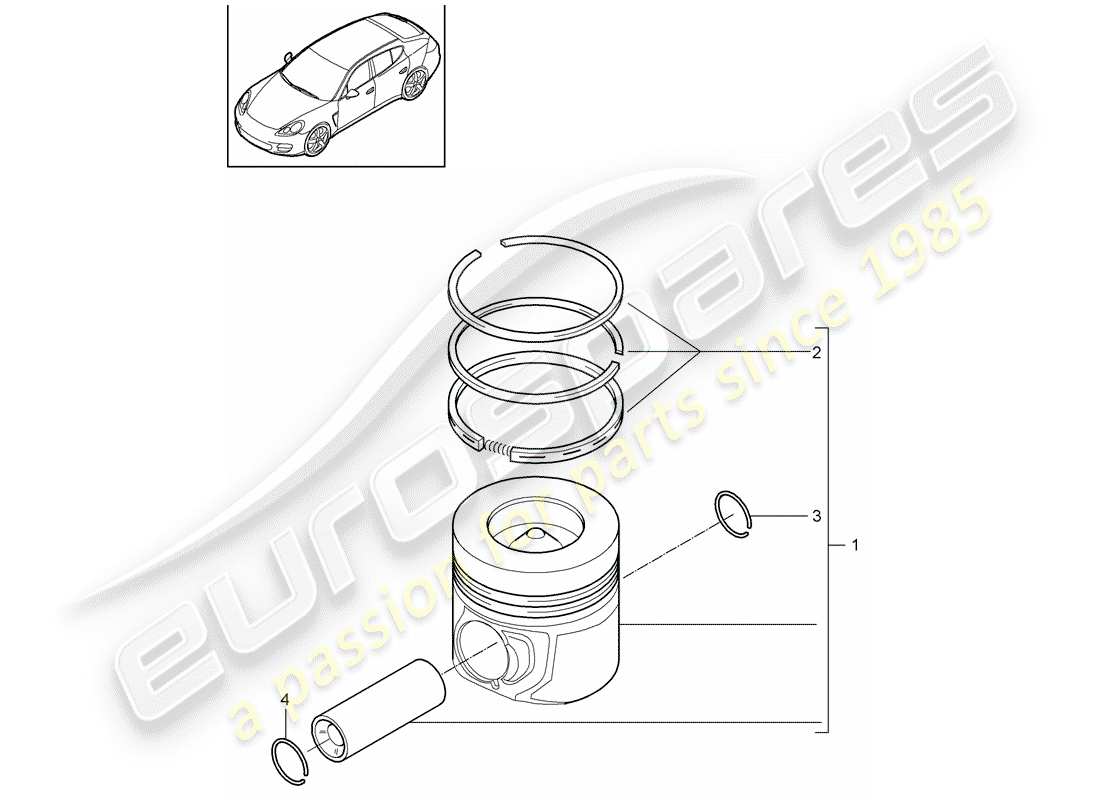porsche 2016 (panamera 970) pistón diagrama de piezas