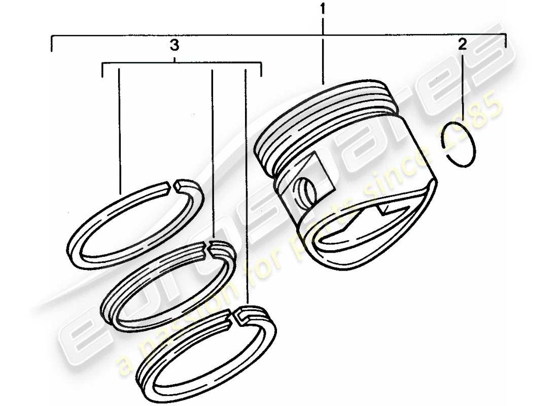 porsche 1995 (928) pistón - aros de pistón diagrama de piezas