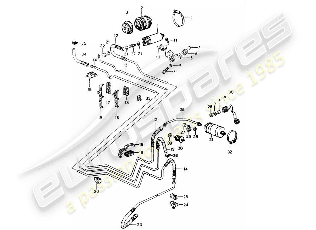 porsche 1994 (964) fuel system diagrama de piezas