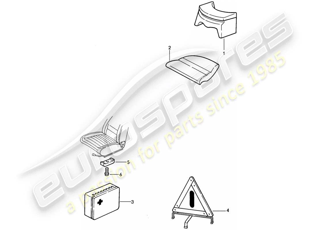 porsche 1986 (911) accesorios - asiento para niños - funda vehículo diagrama de piezas