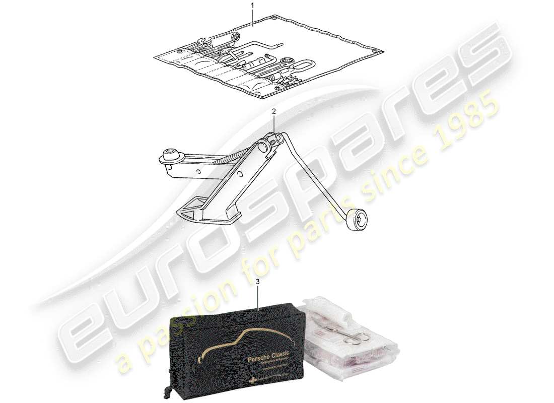 porsche 1996 (993) herramienta - gato diagrama de piezas