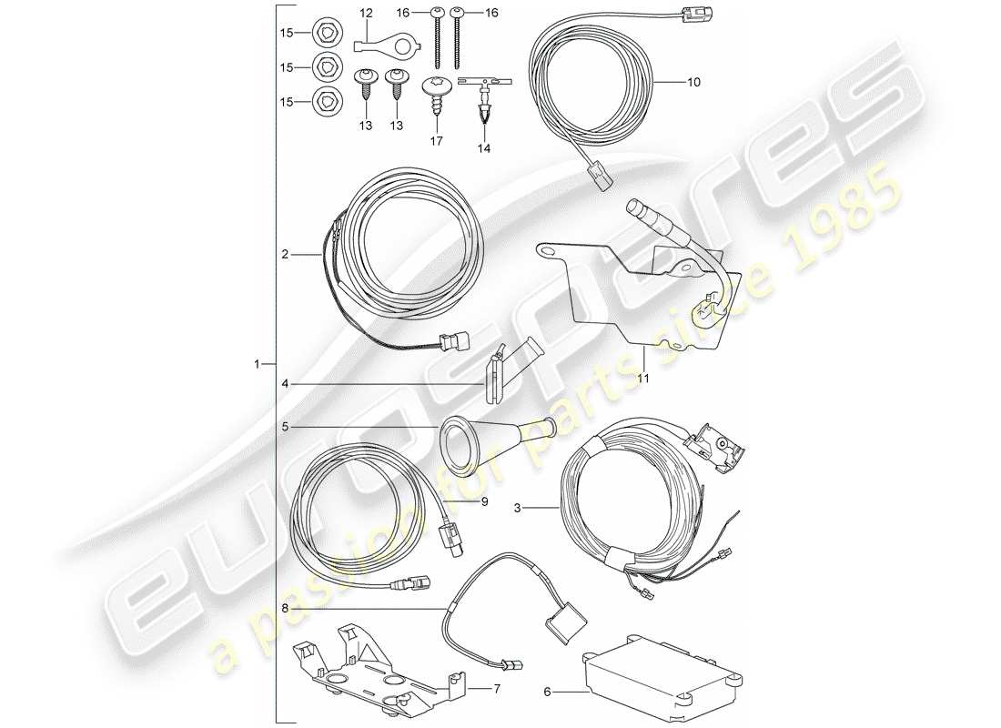 porsche 2013 (tequipment cayenne) kit de instalación diagrama de piezas