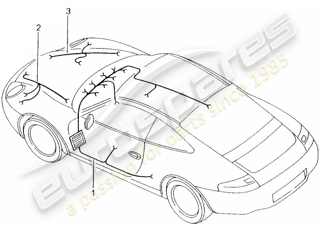porsche 2000 (996) mazo de cables - habitáculo - guantera - parte delantera - kit de reparación - sistema de freno antibloqueo -abs- - indicador de desgaste de pastillas de freno - eje delantero diagrama de piezas