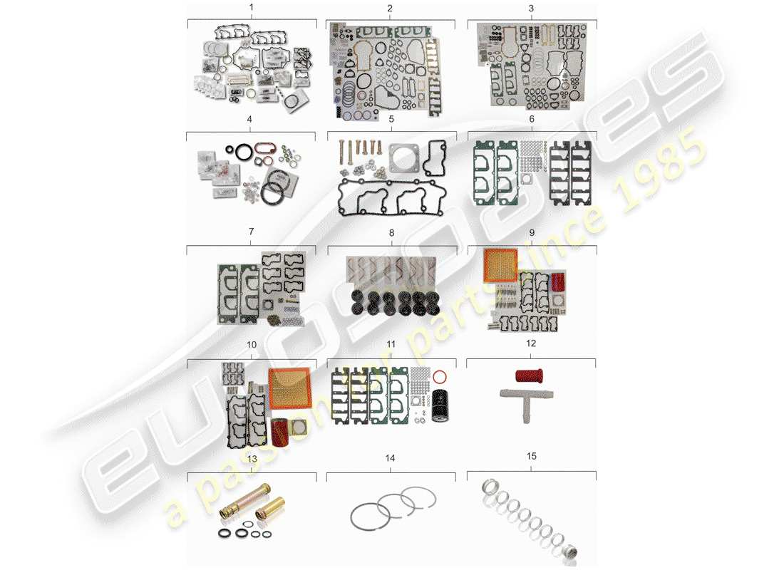 porsche 964 (1991) juego de juntas - kits de reparación - juego de mantenimiento diagrama de piezas