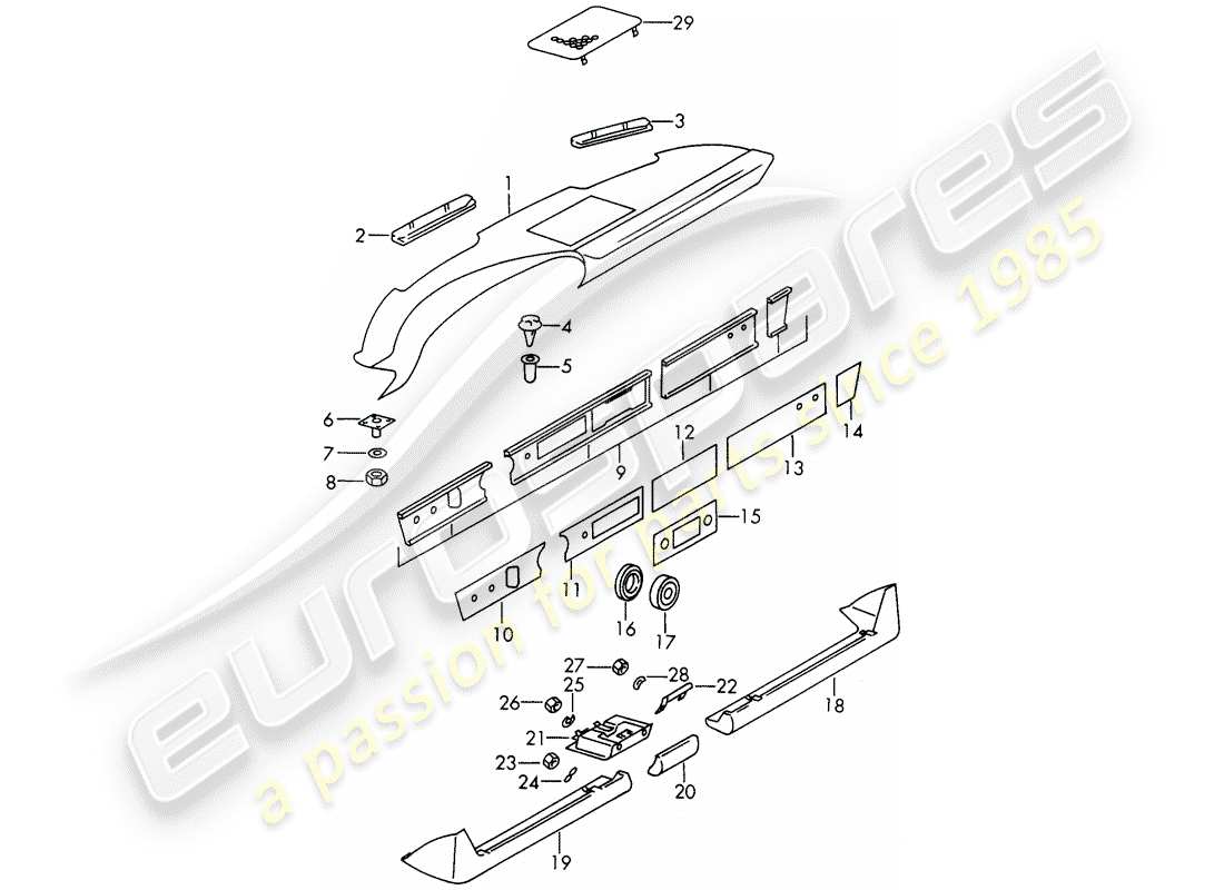 porsche 1966 (911/912) embellecedor del panel de salpicadero - cenicero - cubierta de embellecedor - d - mj 1969>> diagrama de piezas