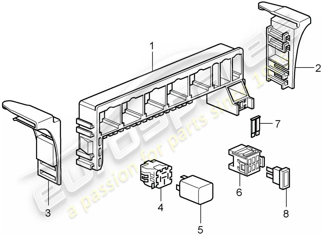 porsche 2006 (987 cayman) caja de fusibles/placa de relés diagrama de piezas