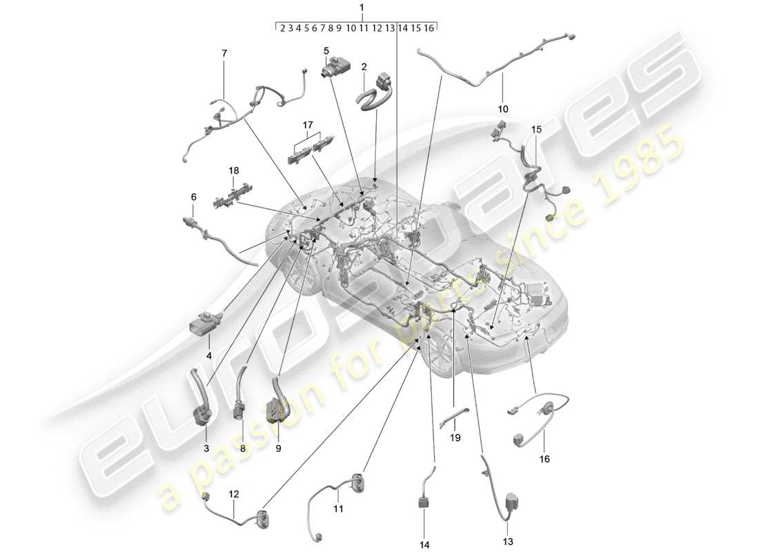 porsche 2014 (981 boxster) arneses de cableado diagrama de piezas