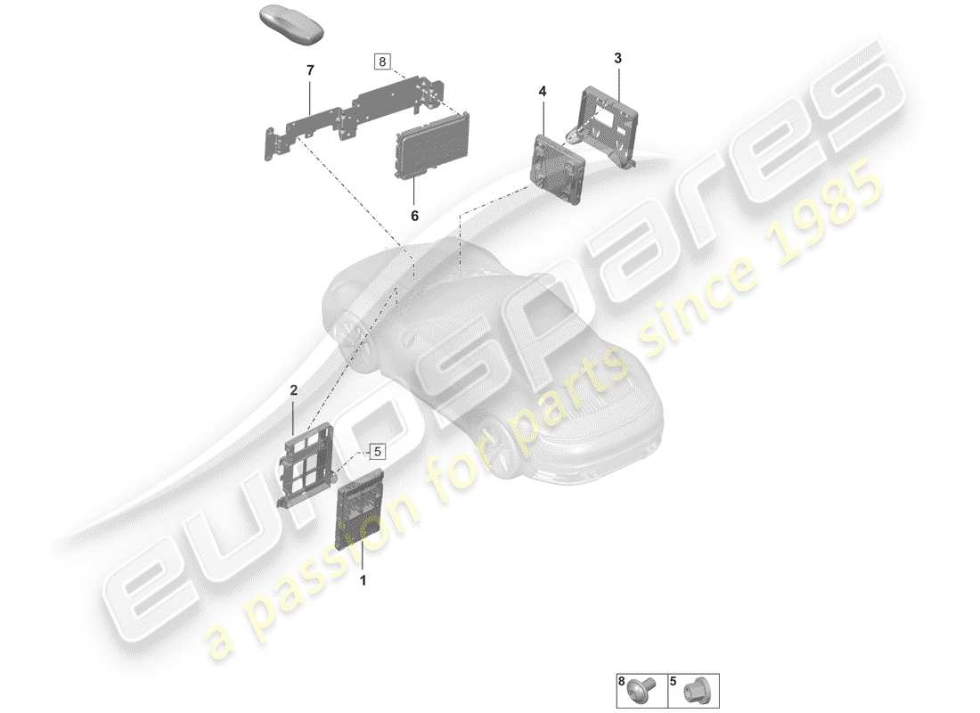 porsche 2019 (992-1) unidades de control diagrama de piezas