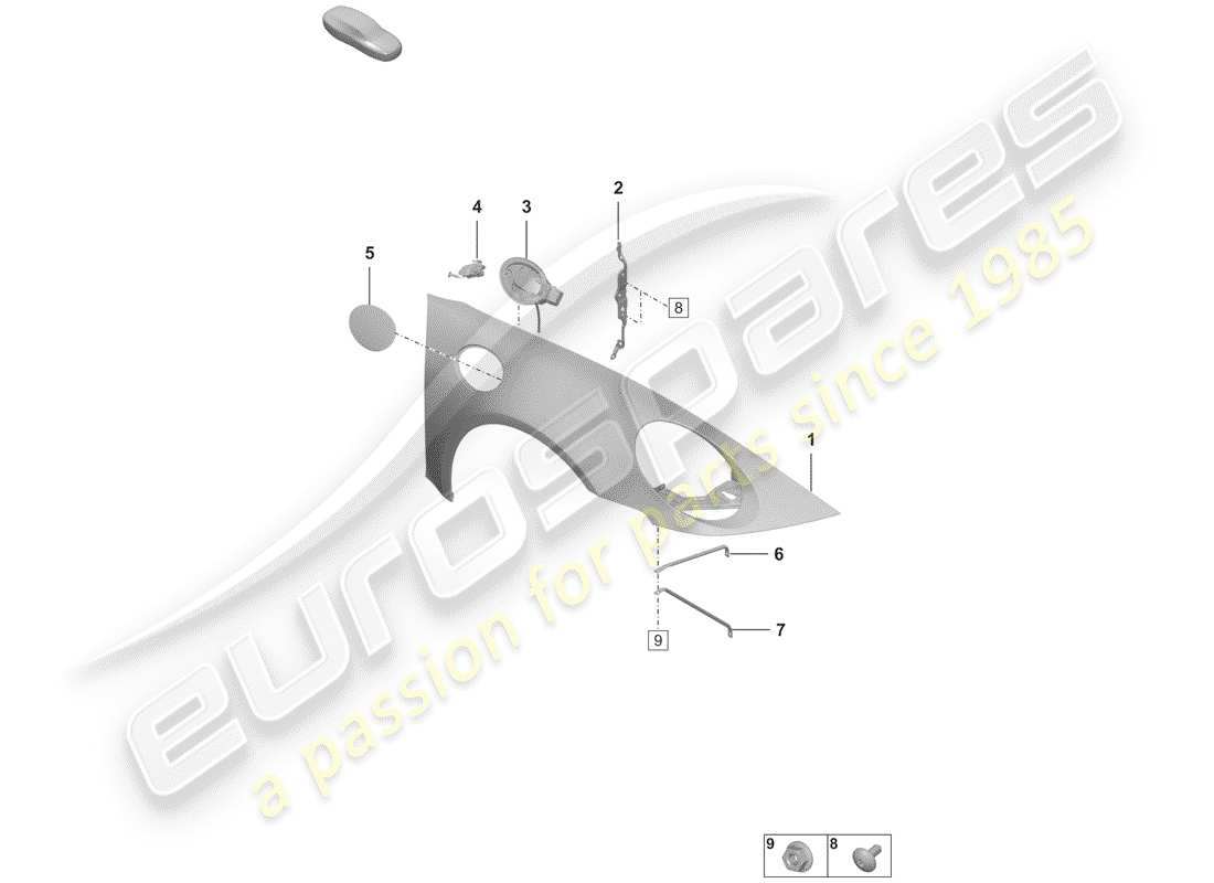 porsche 2020 (992-1) diagrama de piezas del guardabarros