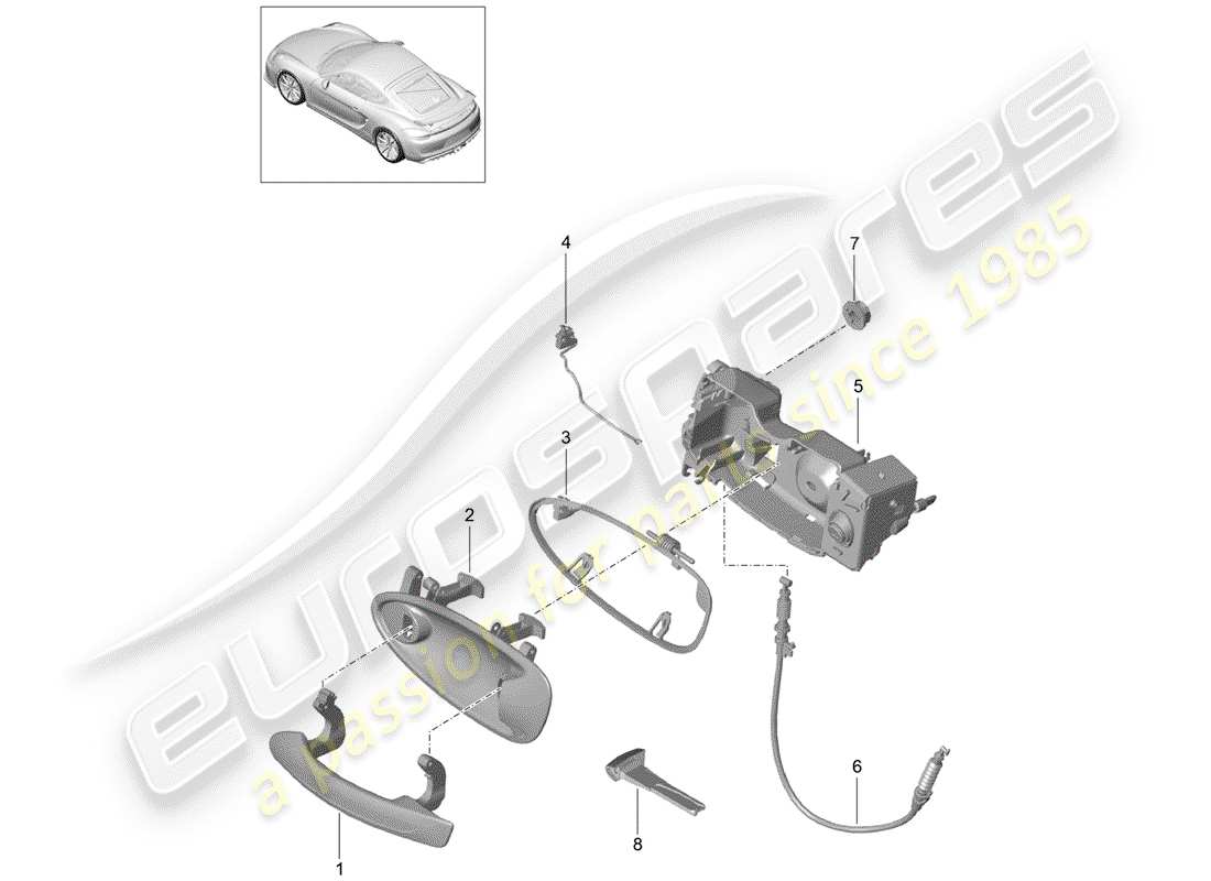 porsche 2016 (981 cayman gt4) manija de la puerta diagrama de piezas