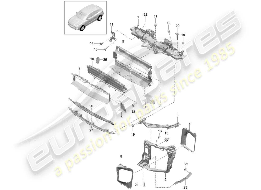 porsche 2016 (macan) soporte diagrama de piezas