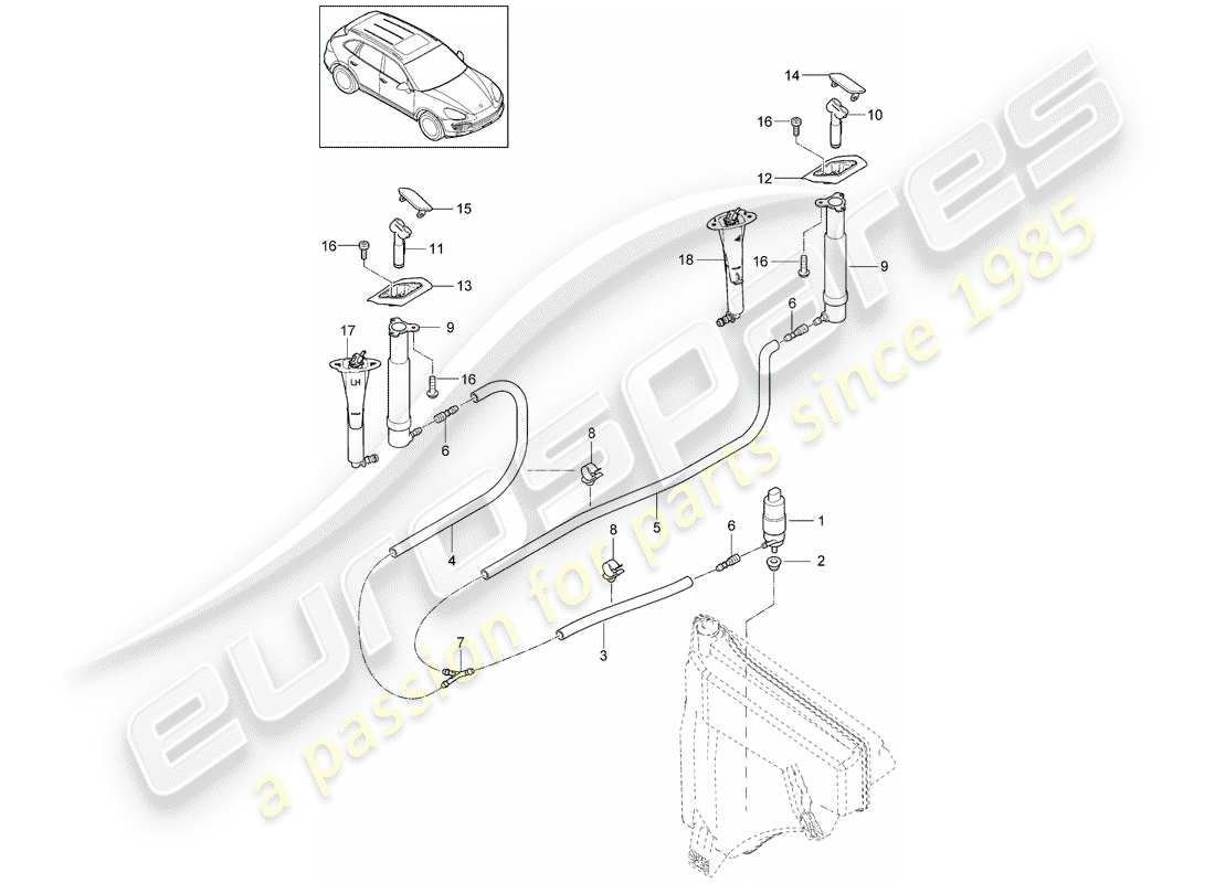 porsche 2012 (cayenne e2 92a) sistema arandela diagrama de piezas
