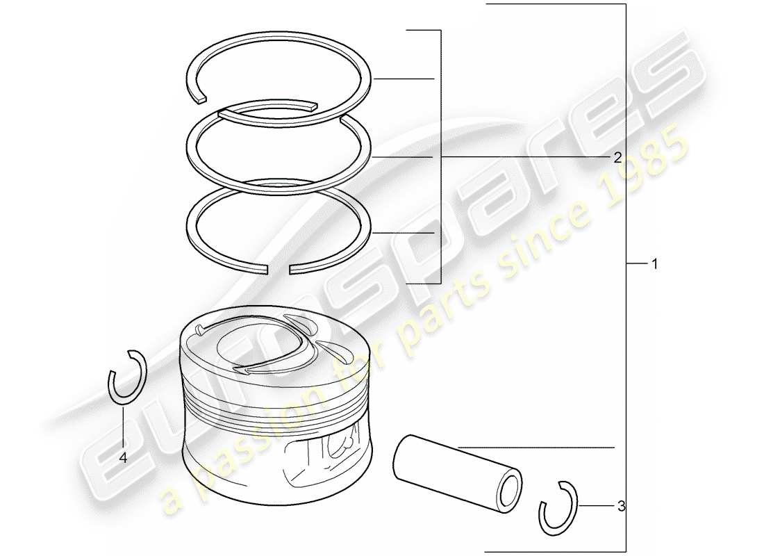 porsche 2008 (cayenne e1 9pa) diagrama de piezas del pistón