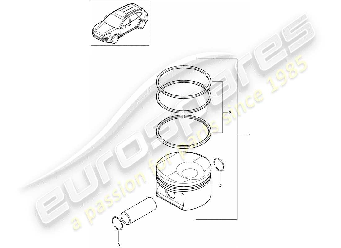 porsche 2017 (cayenne e2 92a) pistón diagrama de piezas
