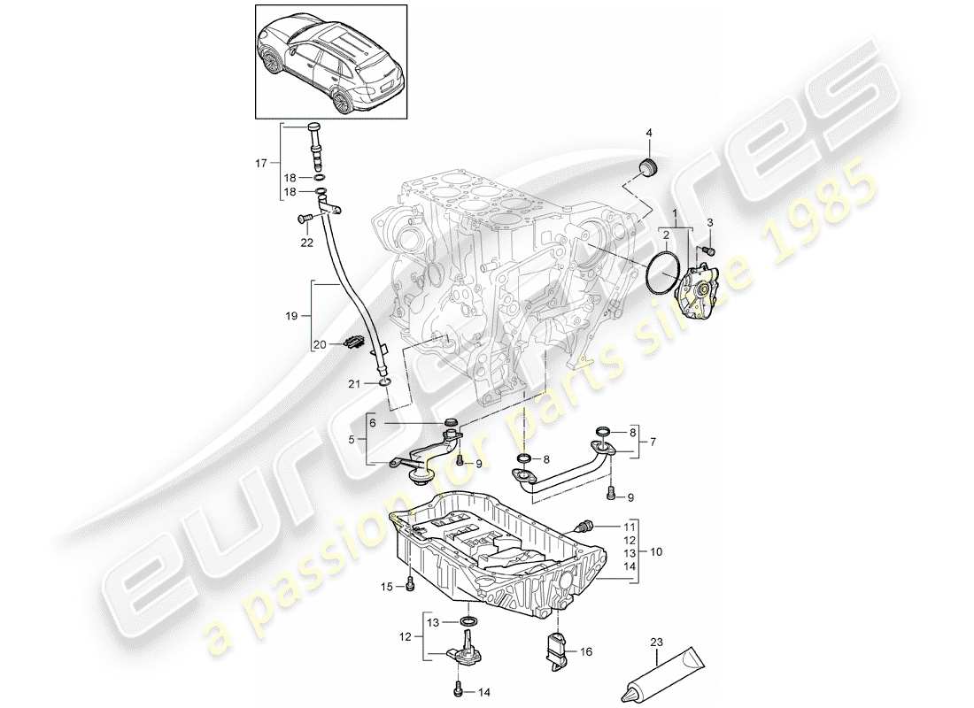 porsche 2017 (cayenne e2 92a) diagrama de piezas de la bomba de aceite