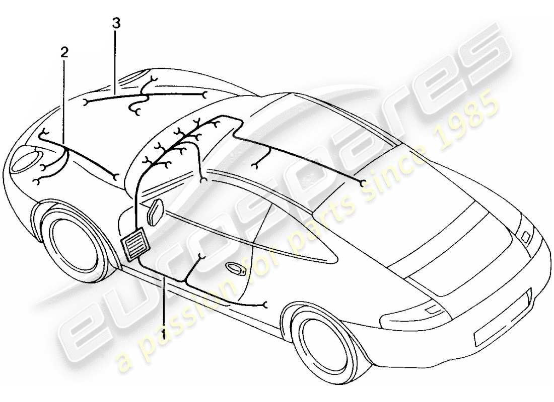 porsche 2003 (996 gt3) mazo de cables - habitáculo - guantera - maletero delantero - kit de reparación - sistema de freno antibloqueo -abs- - indicador de desgaste de pastillas de freno - eje delantero diagrama de piezas
