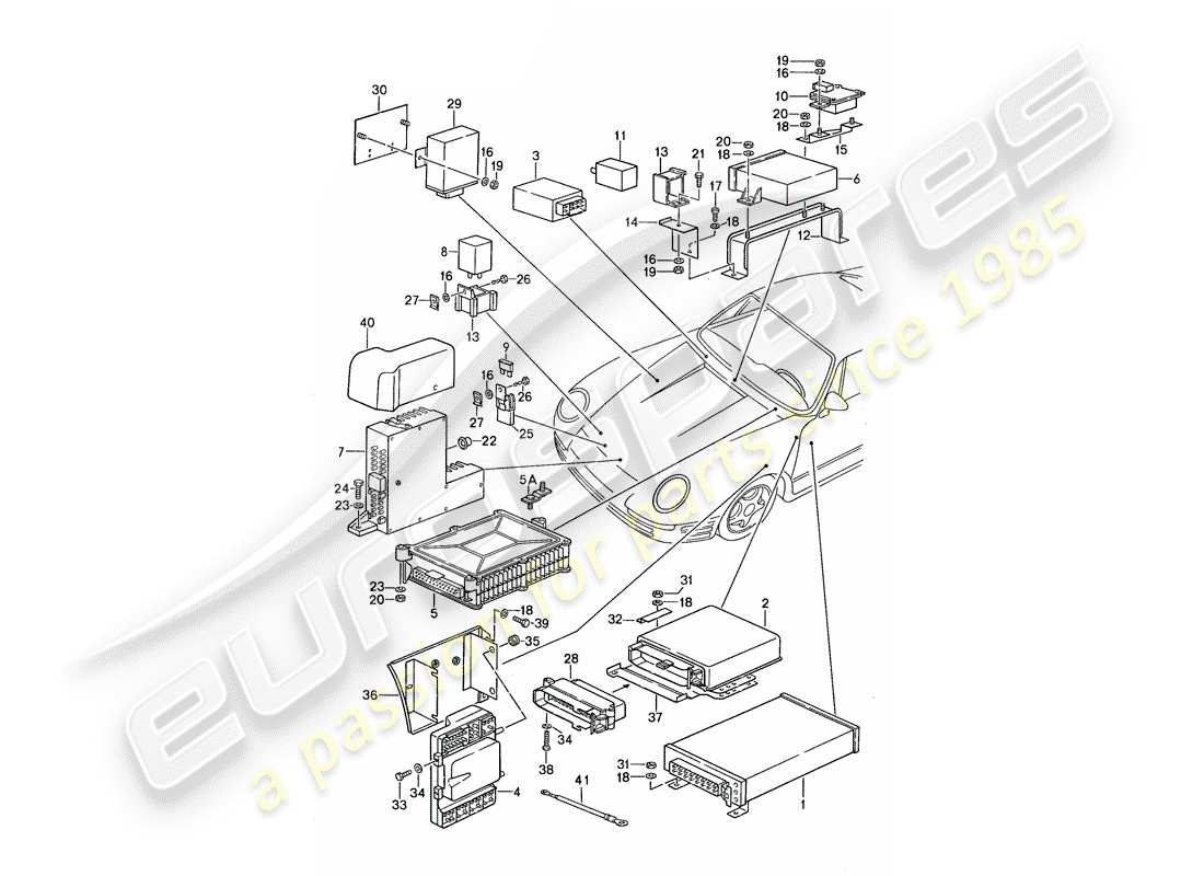 porsche 1988 (959) unidades de control diagrama de piezas