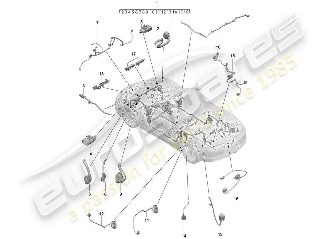 porsche 2015 (981 boxster) cableando arneses diagrama de piezas