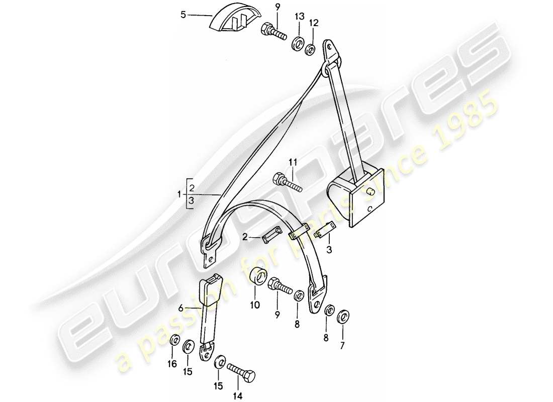 porsche 1994 (968) cinturón de seguridad diagrama de piezas
