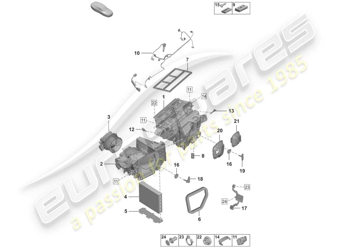porsche 2019 (992-1) aire acondicionado diagrama de piezas
