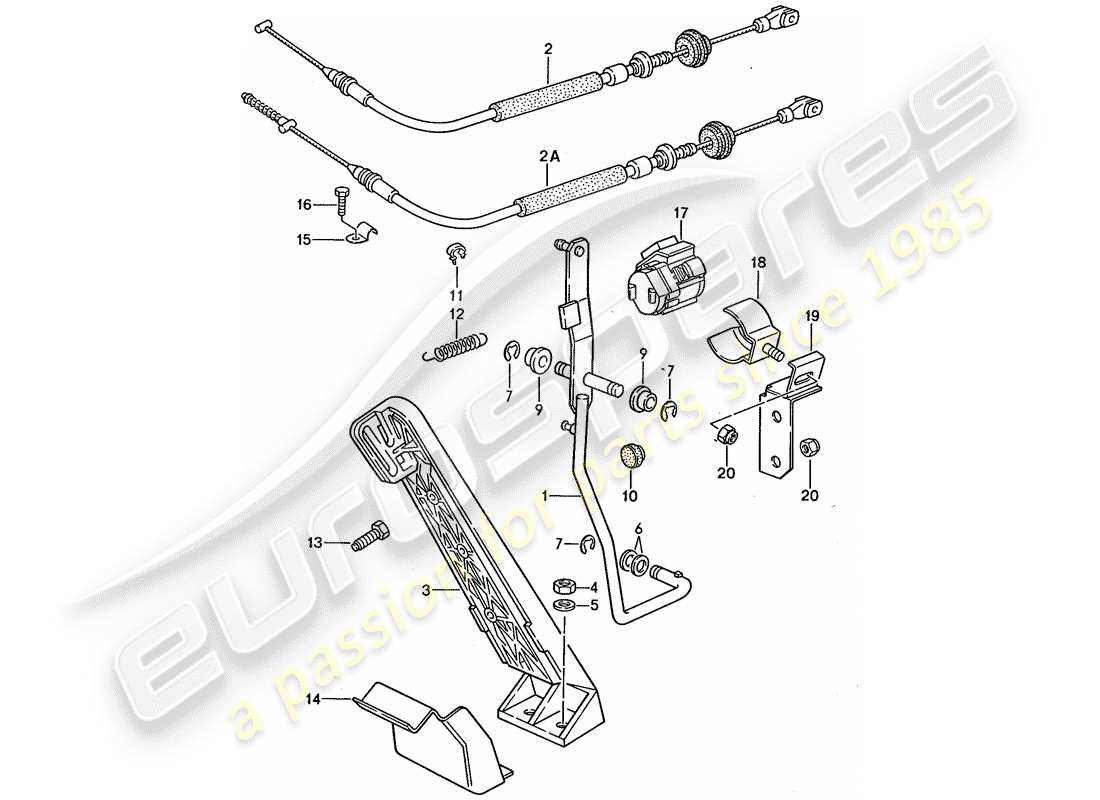 porsche 1992 (968) control del acelerador - cable del acelerador diagrama de piezas