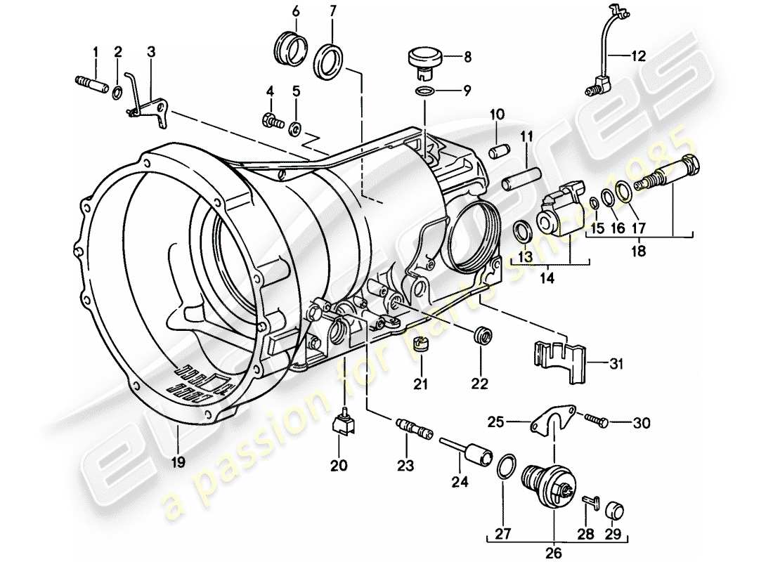 porsche 1983 (928) transmisión automática - caja de transmisión - accesorios diagrama de piezas