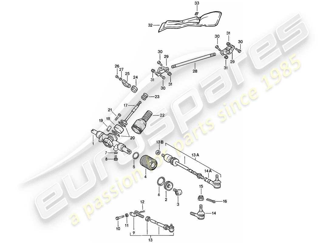 porsche 1986 (911) piezas de dirección diagrama de piezas