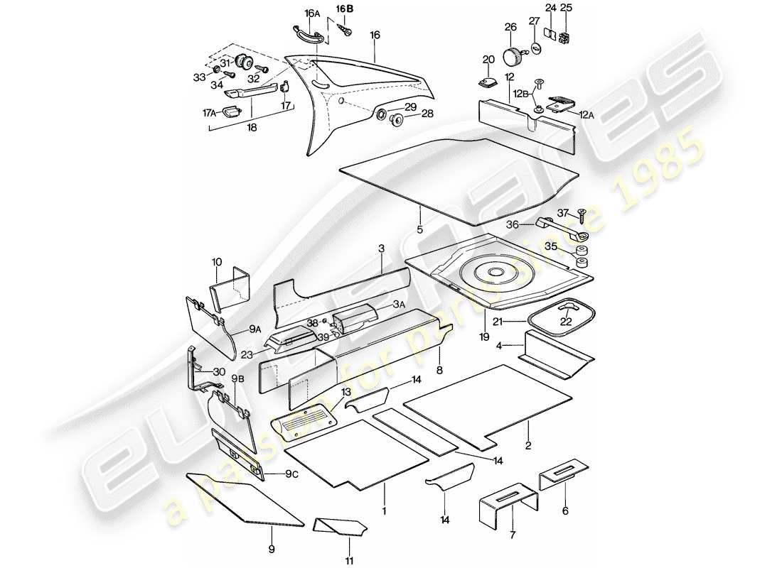 porsche 1981 (928) adornos diagrama de piezas