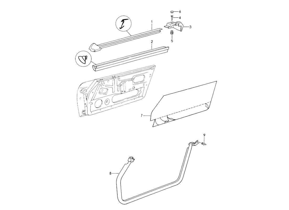 porsche 1994 (964) tira de sello - puertas diagrama de piezas