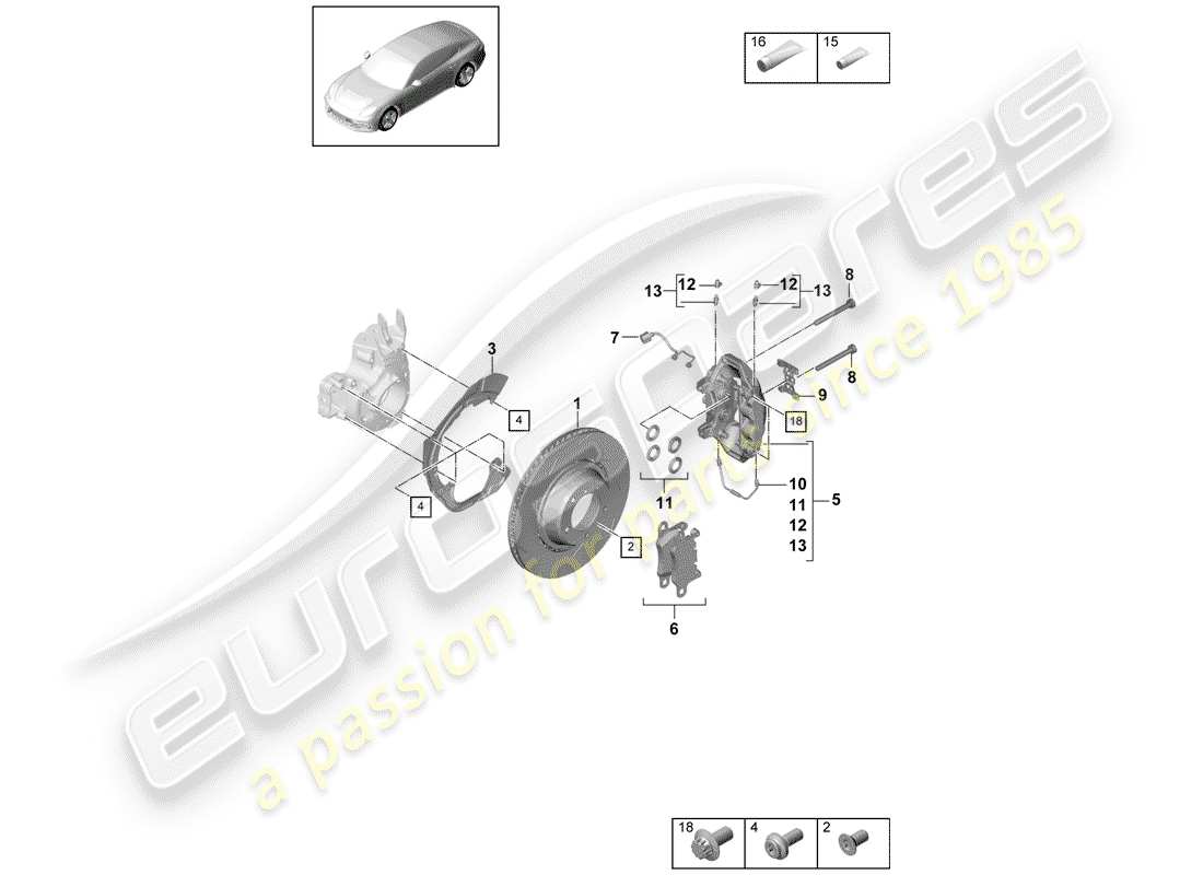 porsche 2020 (panamera 971-1) frenos de disco diagrama de piezas